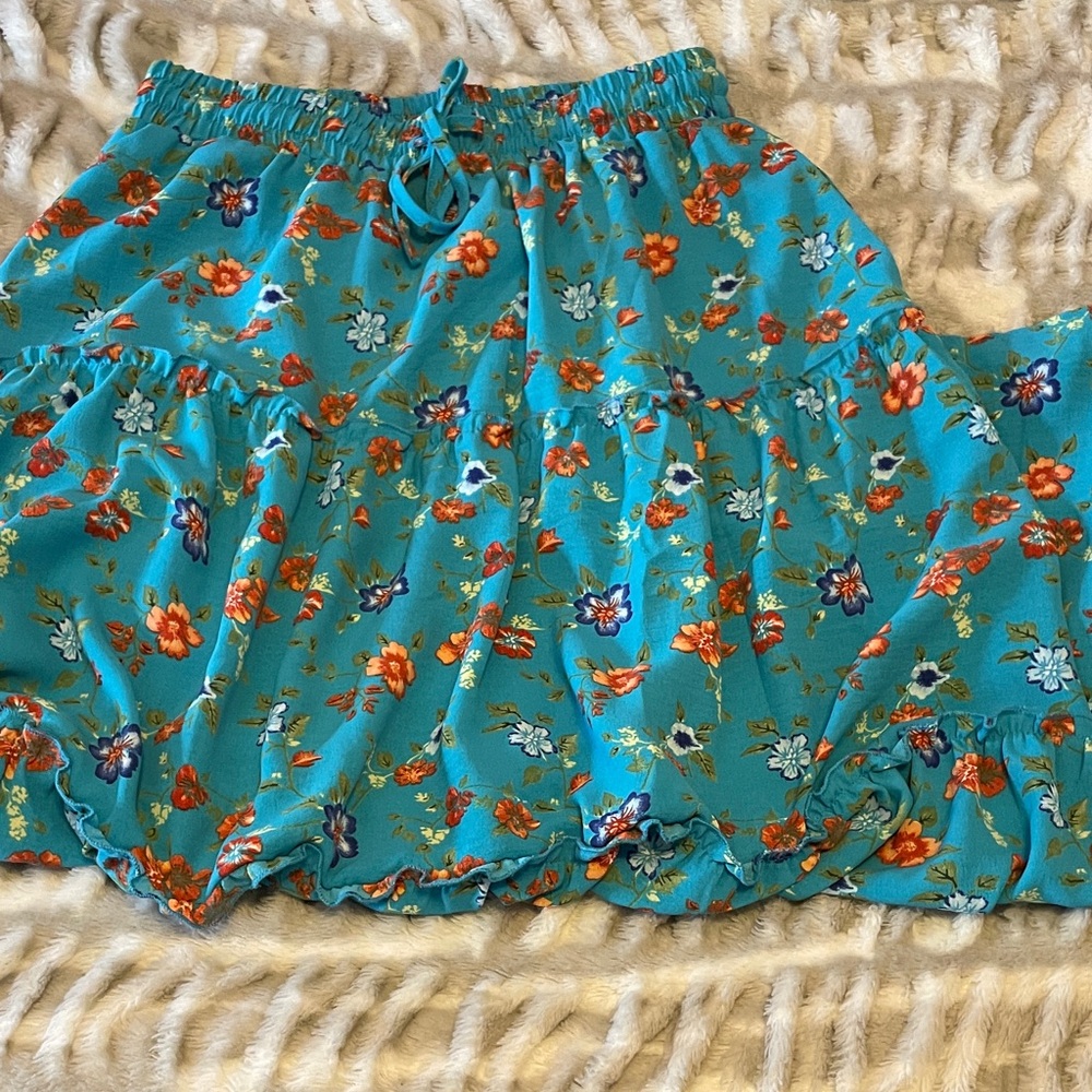 Floral Blue Maxi Skirt